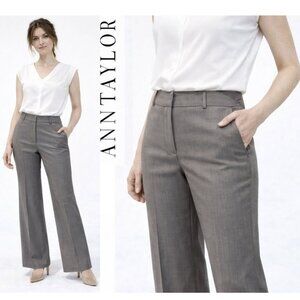Ann Taylor Signature Wool Flare Trousers Grey Wide Leg Career Pants Size 4 NWT